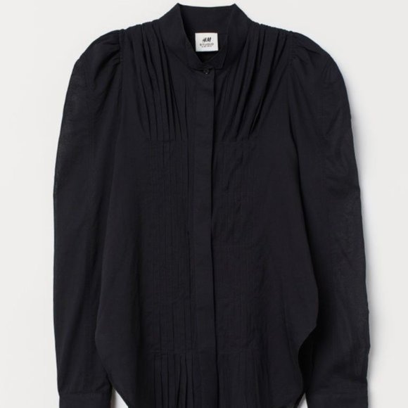 H&M STUDIO COLLECTION Puff-sleeved cotton blouse cocktail special occasion top - Picture 2 of 3